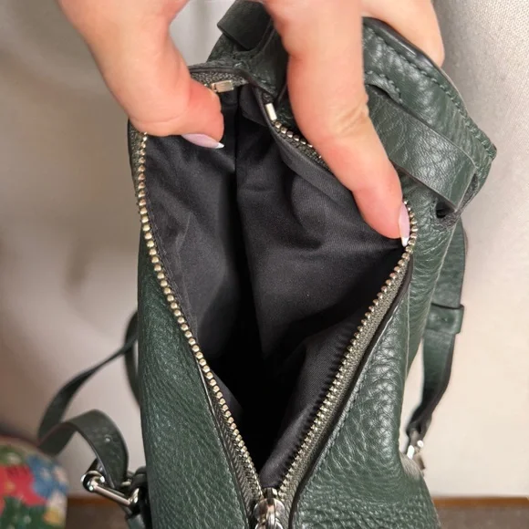 Rebecca Minkoff Blythe Studded Leather Green Backpack Silver Hardware - Picture 8 of 9